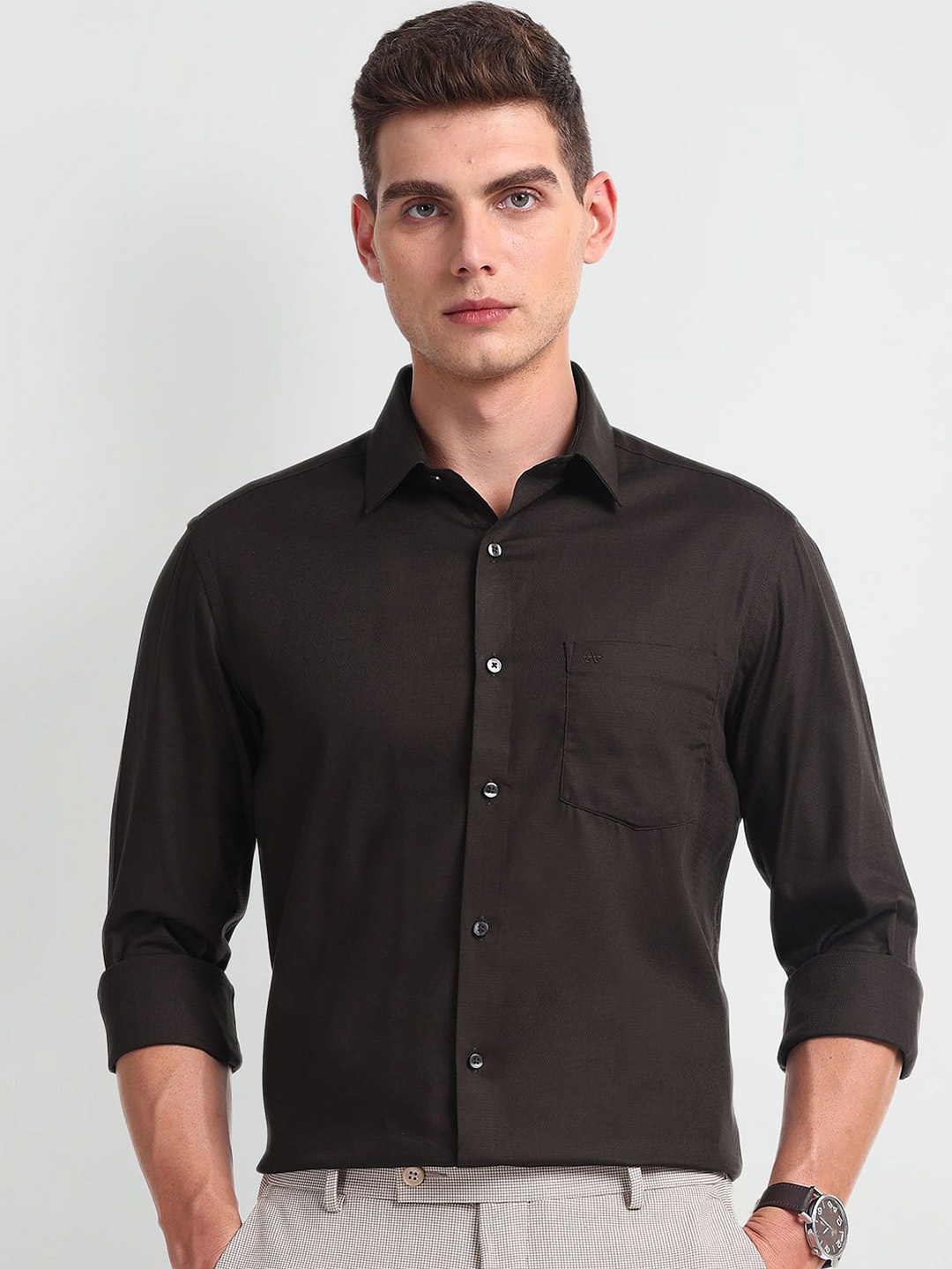 

Arrow Men Slim Fit Opaque Formal Shirt, Brown
