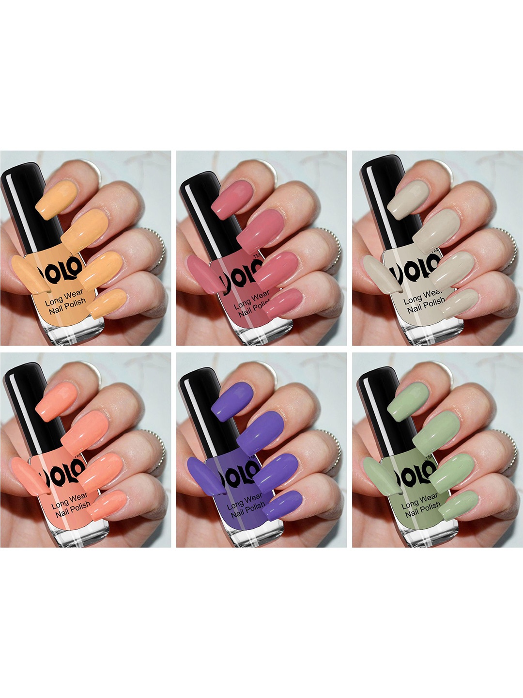 

VOLO Set of 6 Color Rich Toxic Free Perfection Shine Nail Polish- 5ml Each- VT-053, Purple