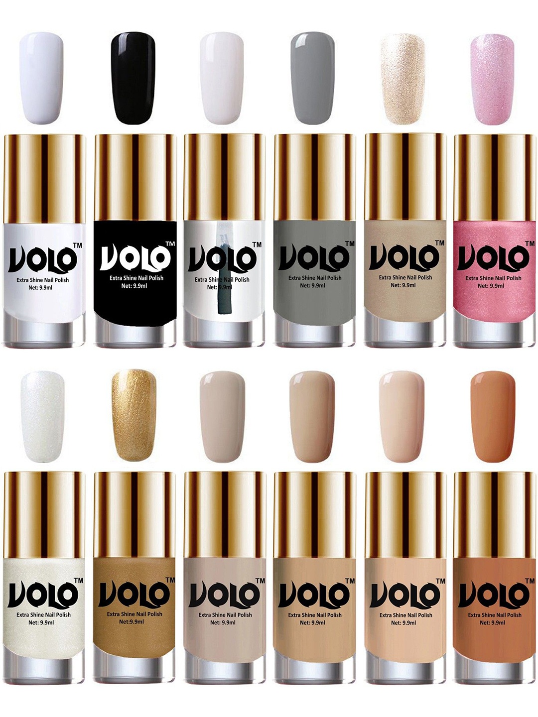 

VOLO Set of 12 Luxury Super Shine Vibrant Shades Nail Polish-9ml Each-Combo No-346, Multi