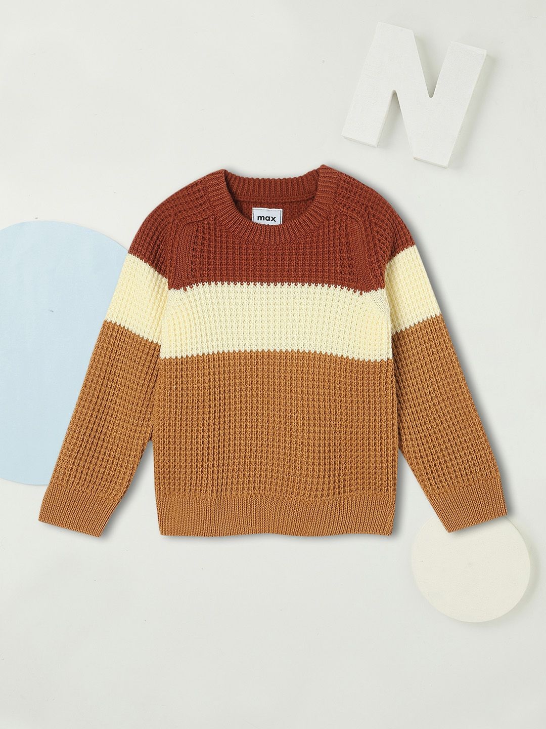 

max Boys Colourblocked Pullover, Brown