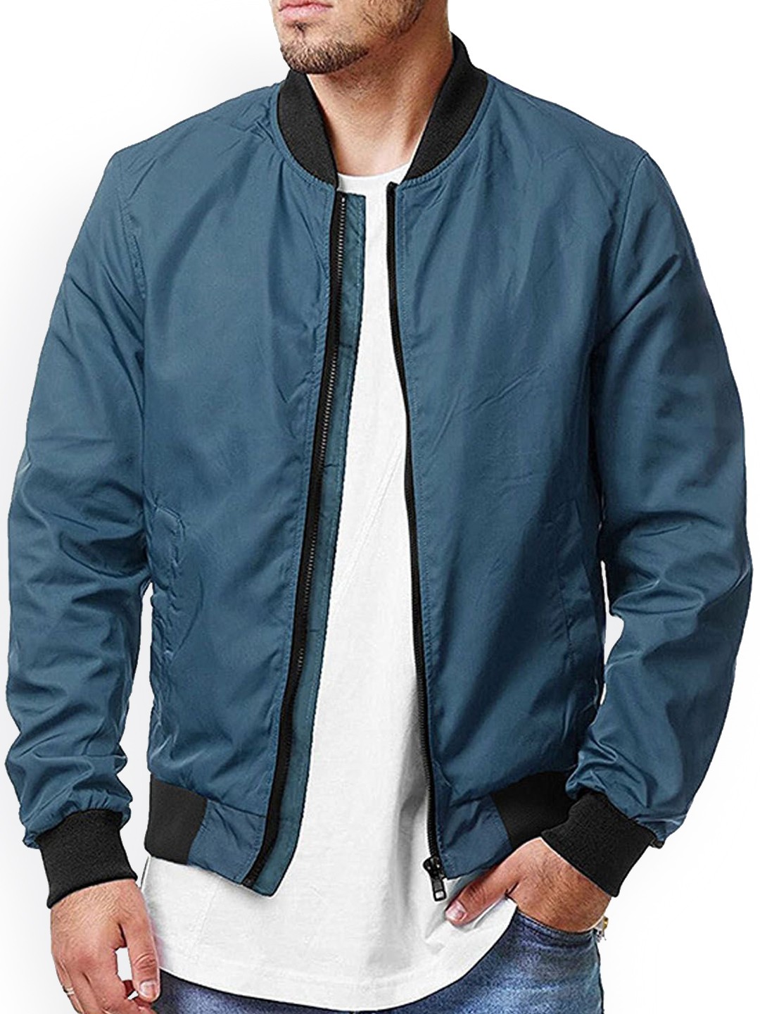 

StyleCast Men without Crop Bomber Jacket, Blue