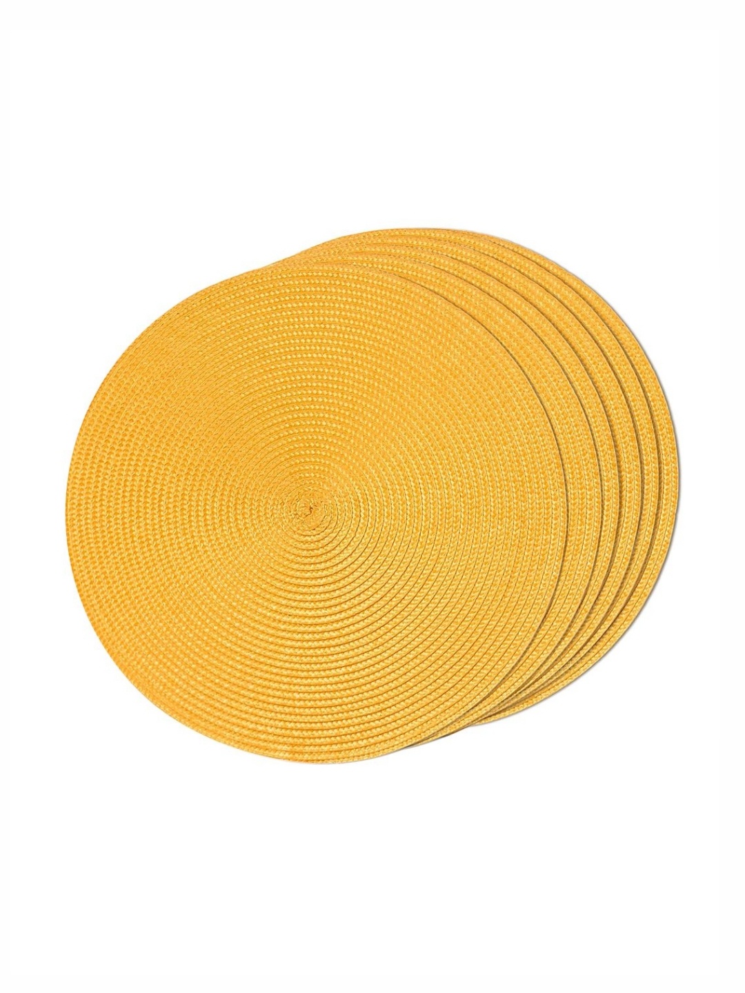 

TIED RIBBONS Yellow 6 Pieces Textured Round Table Placemats