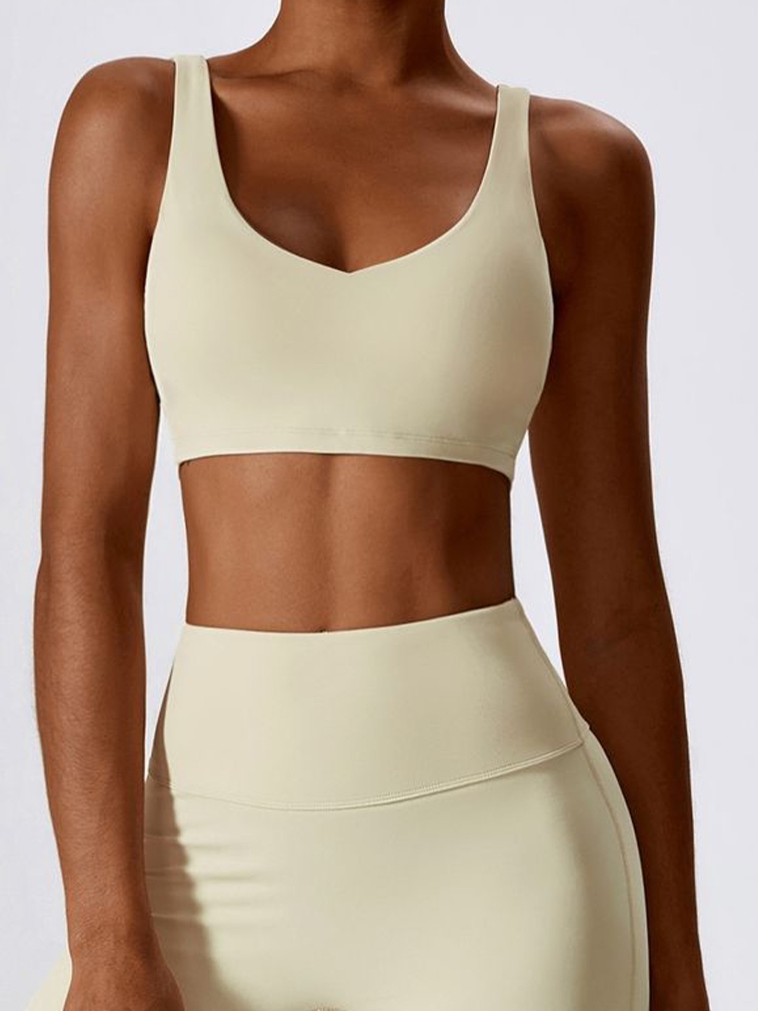 

LULU & SKY Women Solid Shoulder Straps Nylon Top, Beige