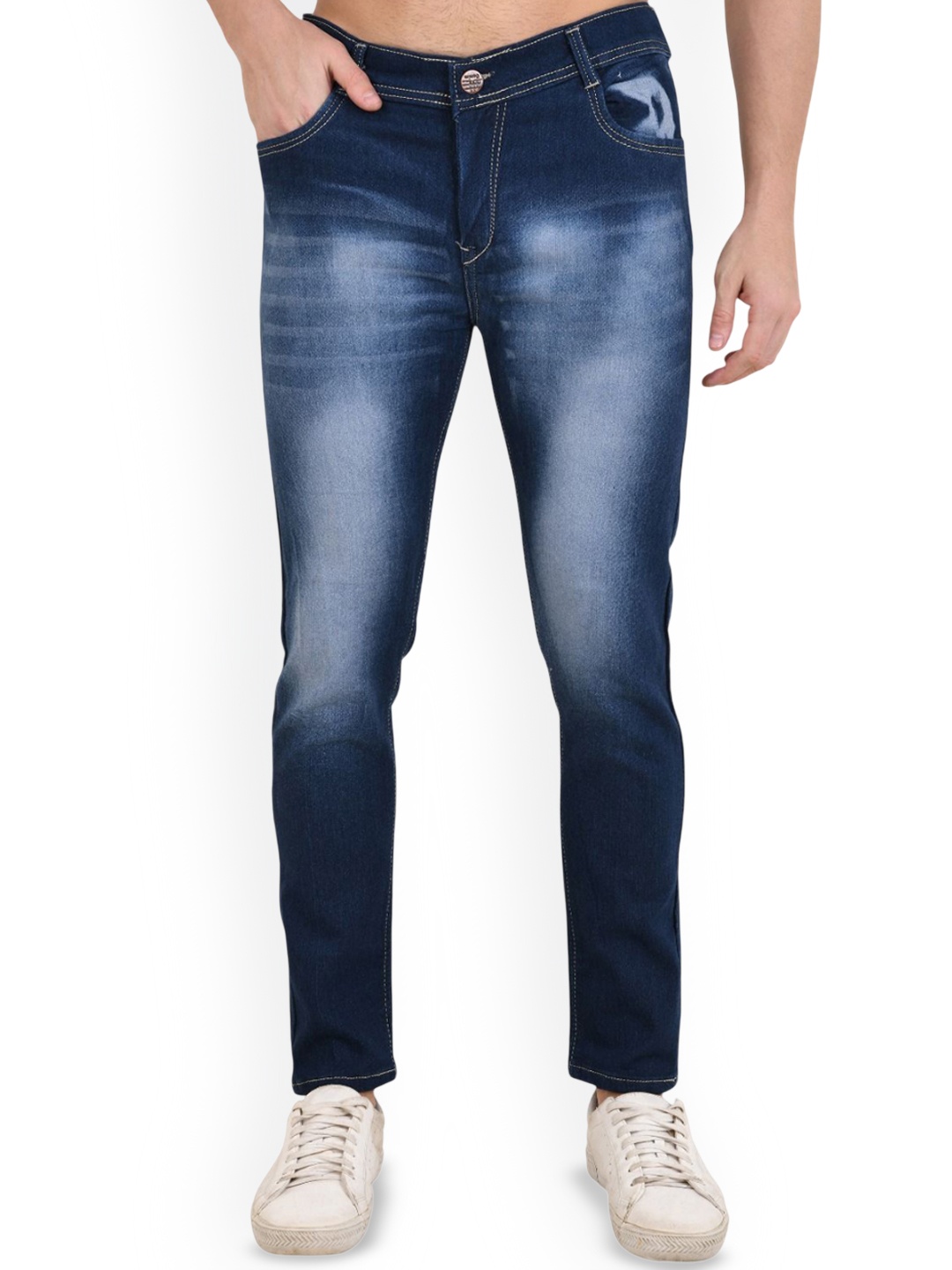 

COMFITS Men Classic Slim Fit Mid-Rise Heavy Fade Jeans, Blue