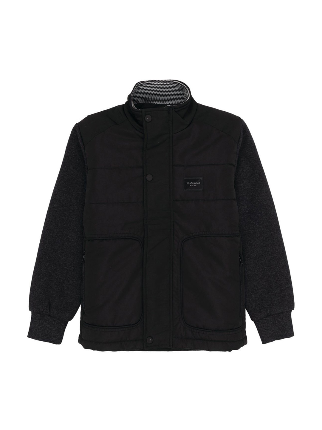 

Status Quo Boys Tailored Jacket with Patchwork, Black