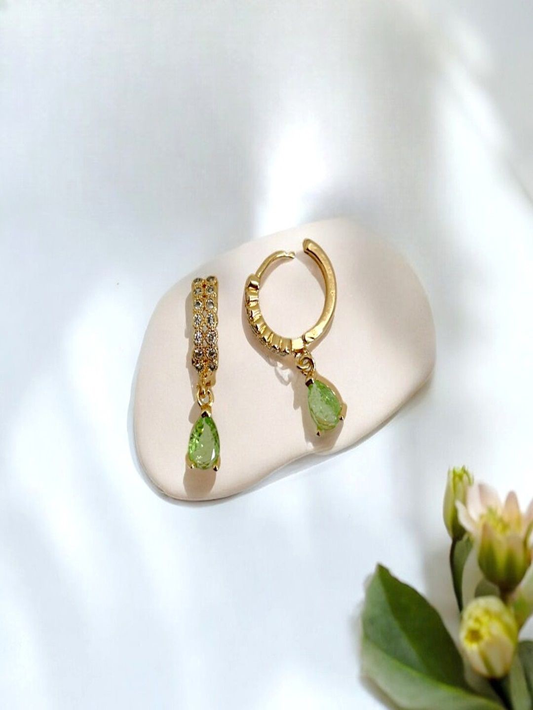 

AccessHer Gold Plated American Diamonds Studded Circular Hoop Earrings
