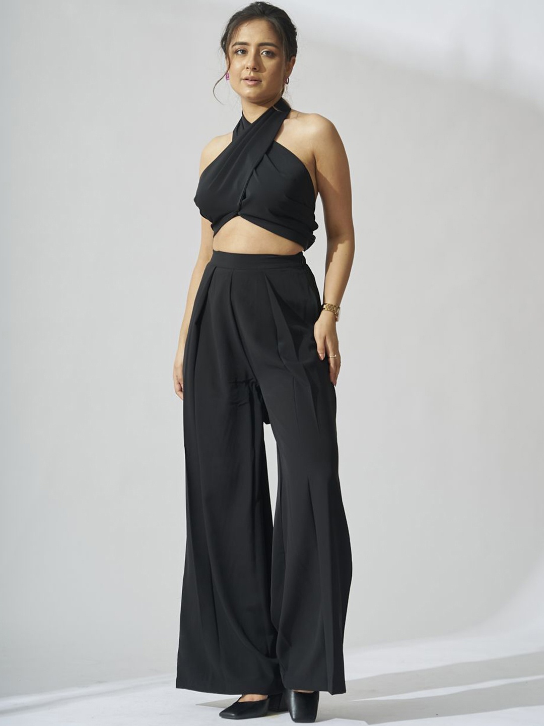 

Risate Halter Neck Top & Trousers, Black