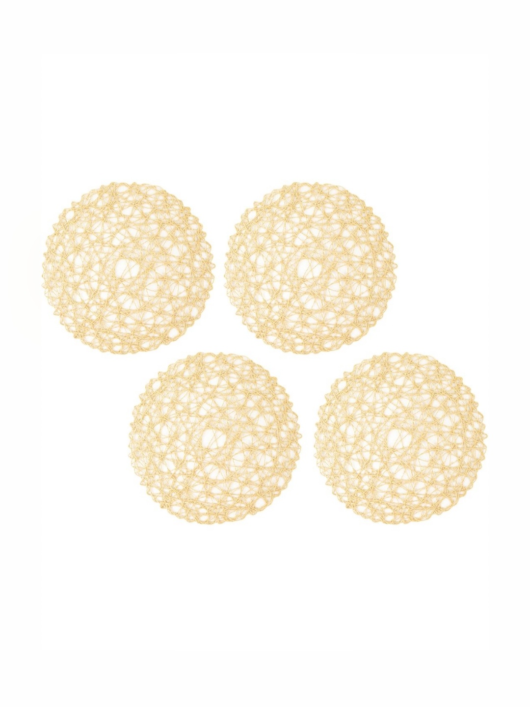 

TIED RIBBONS Yellow 4 Pieces Textured Round Table Placemats