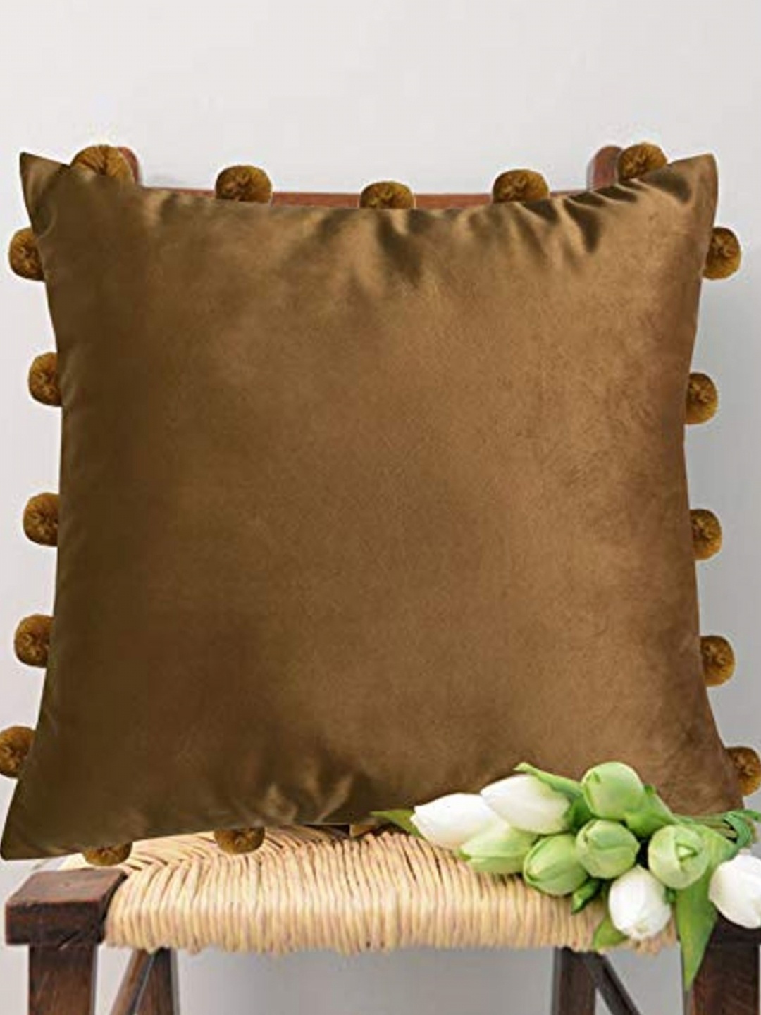 

Lushomes Tan Velvet Square Cushion Cover