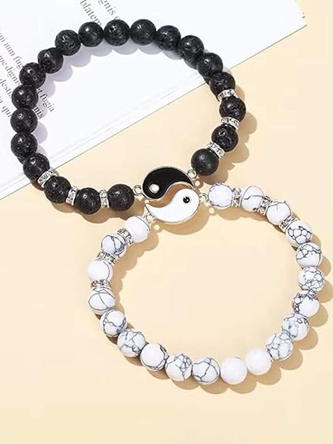 

Lila Set Of 2 Wooden Beaded Bracelet, Black