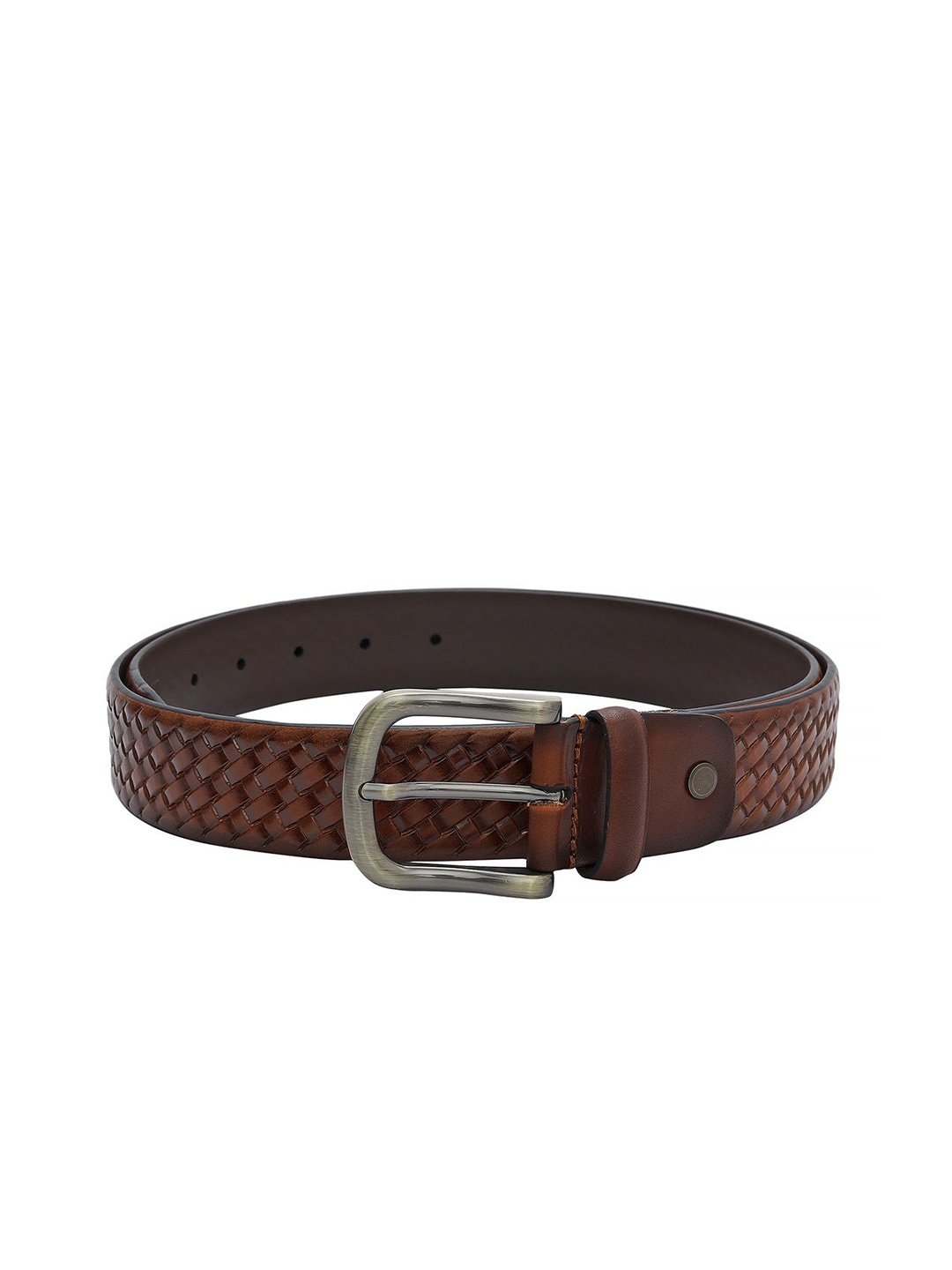 

Da Milano Men Tang Closure Braided Leather Belt, Brown