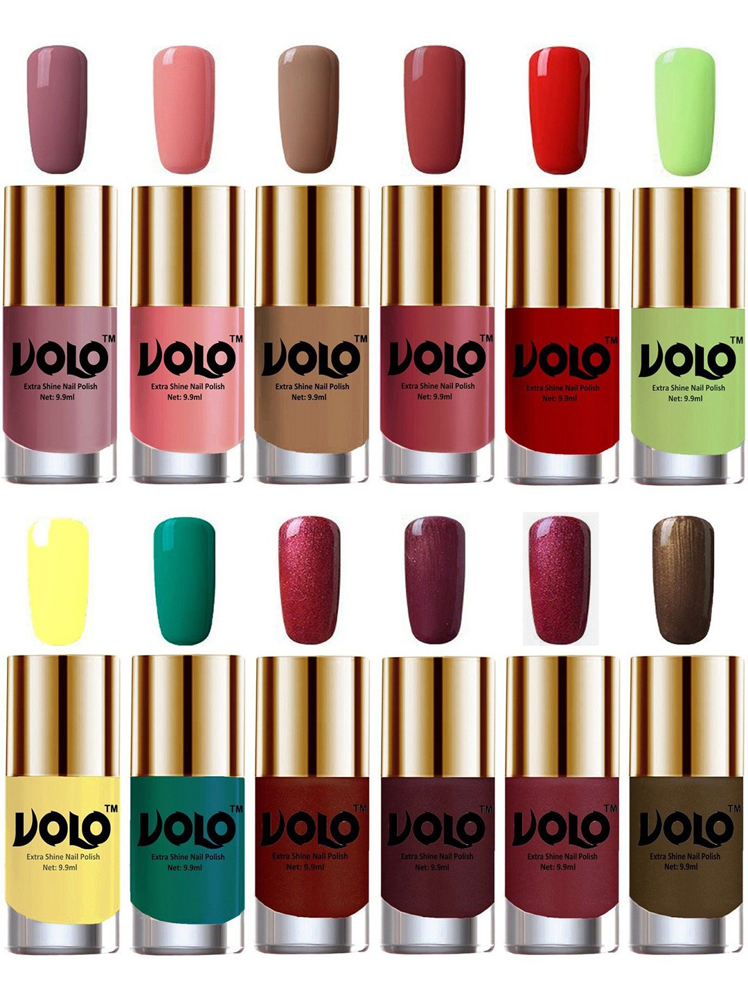

VOLO Set Of 12 Extra Shine Nail Polish-9.9ml Each-Combo-No-229, Purple