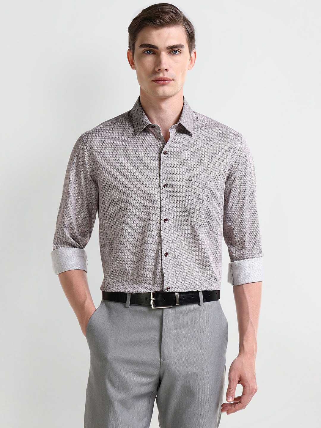 

Arrow Men Slim Fit Opaque Printed Formal Shirt, Purple