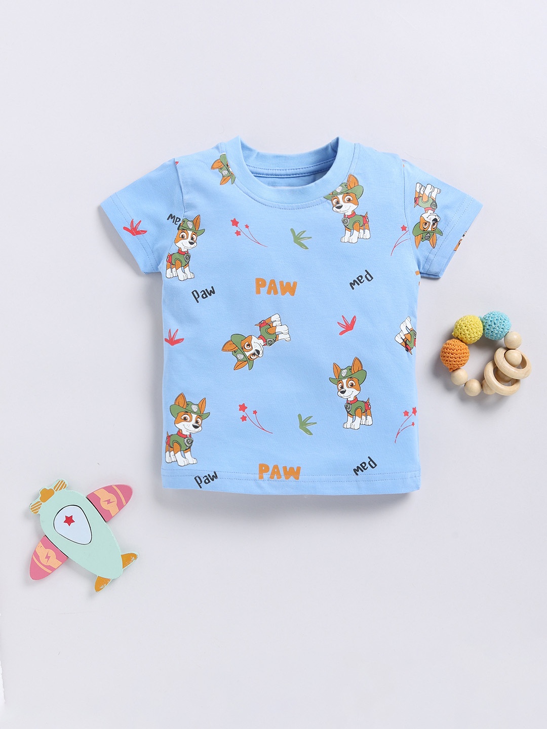 

YK X Minute Mirth Infant Boys Paw Patrol Printed Pure Cotton T-shirt, Blue