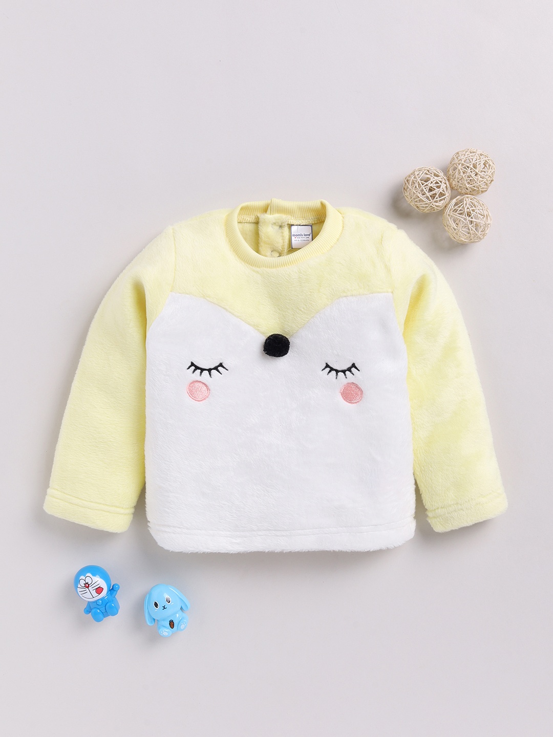 

Moms Love Infant Girls Embroidered Pure Cotton Sweatshirt, Yellow