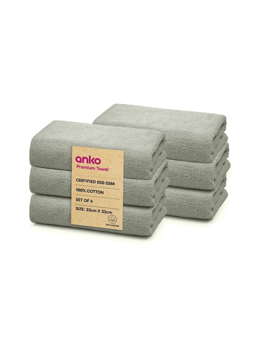 

Anko Green 6 Pieces Pure Cotton Face Towels
