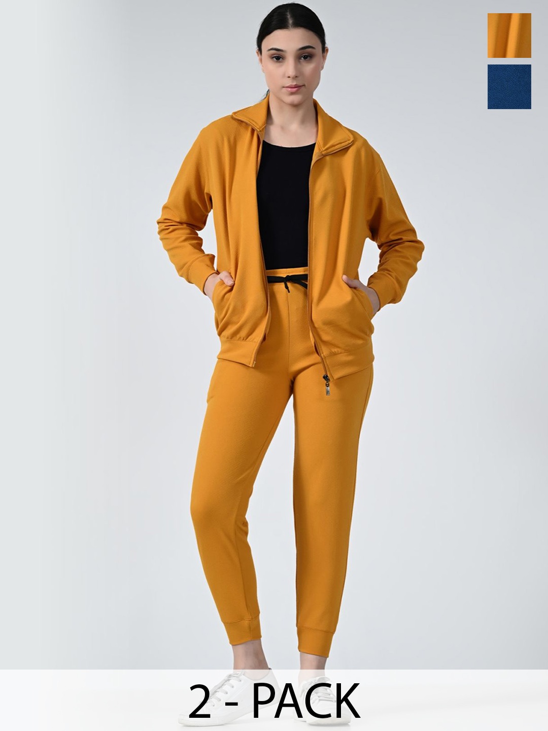

BAESD Women Pack Of 2 Spread Collar Tracksuits, Mustard
