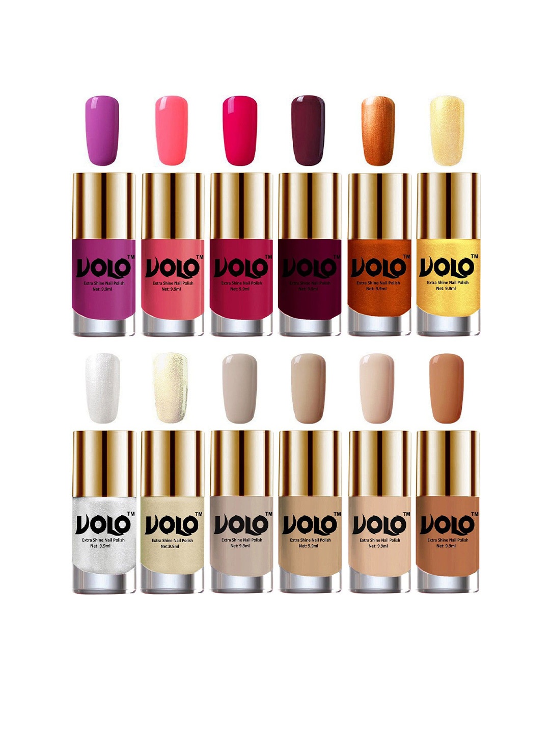 

VOLO Set Of 8 New Look Extra Lasting Nail Polish-9ml Each-Combo No-22, Multi