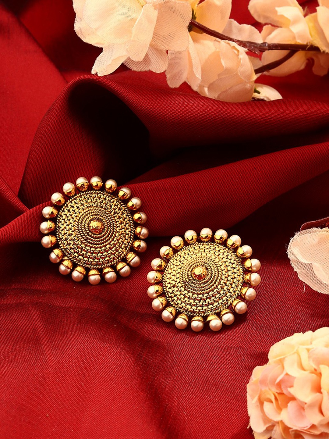 

Mirraw Gold-Plated Contemporary Antique Drop Earrings
