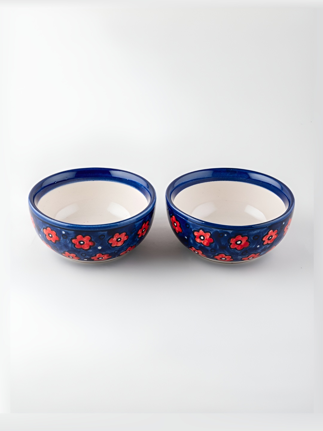 

Eyaas Blue 2 Pieces Floral Printed Ceramic Glossy Dishwasher & Microwave Safe Serving Bowl