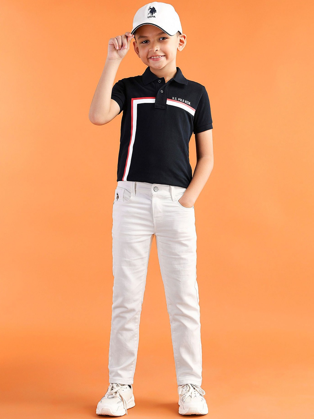 

U.S. Polo Assn. Kids Boys Slim Fit Cotton Jeans, White