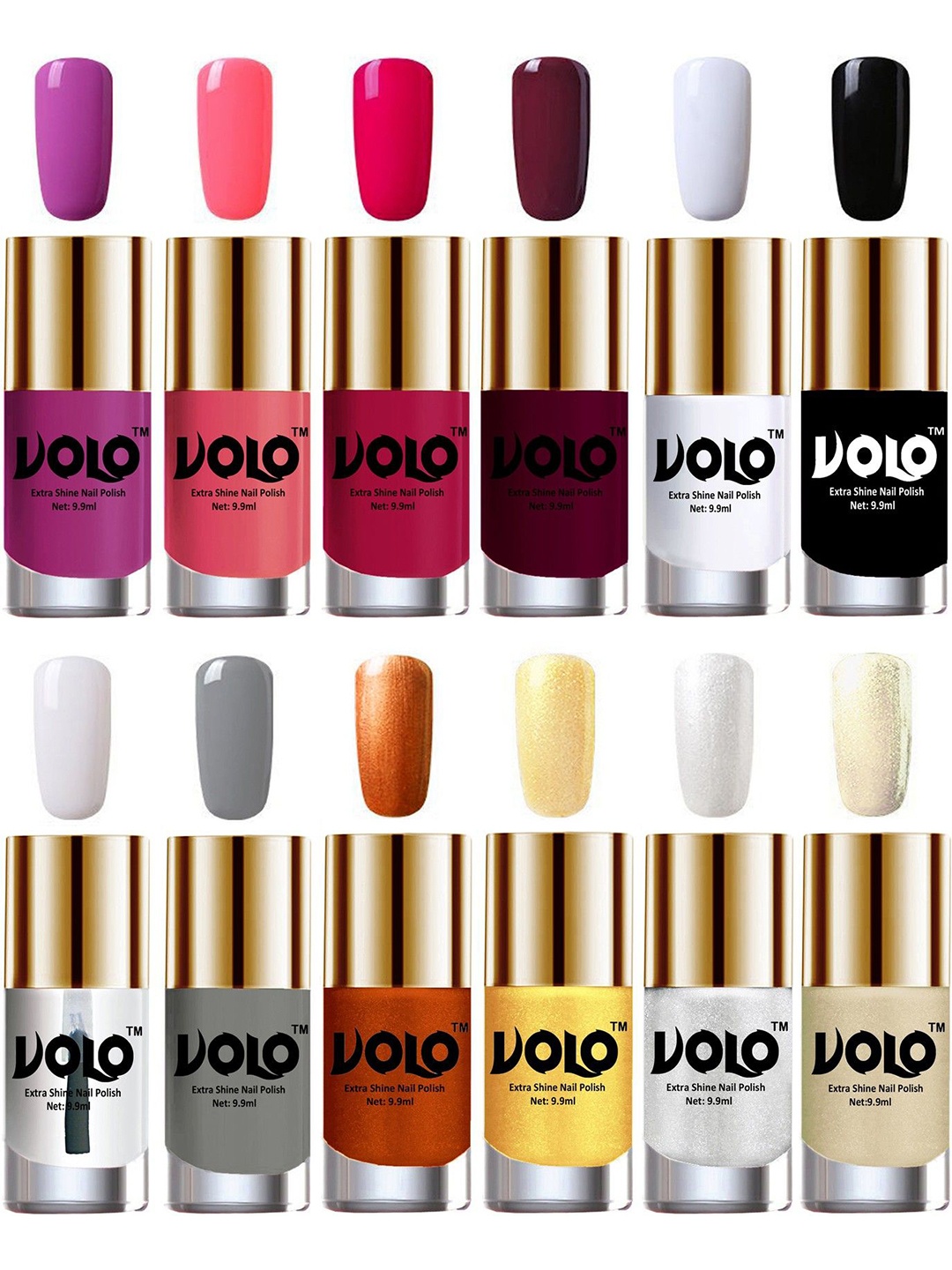 

VOLO Set Of 12 Luxury Super Shine Nail Polish- 9.9ml Each- Combo- No- 81, White