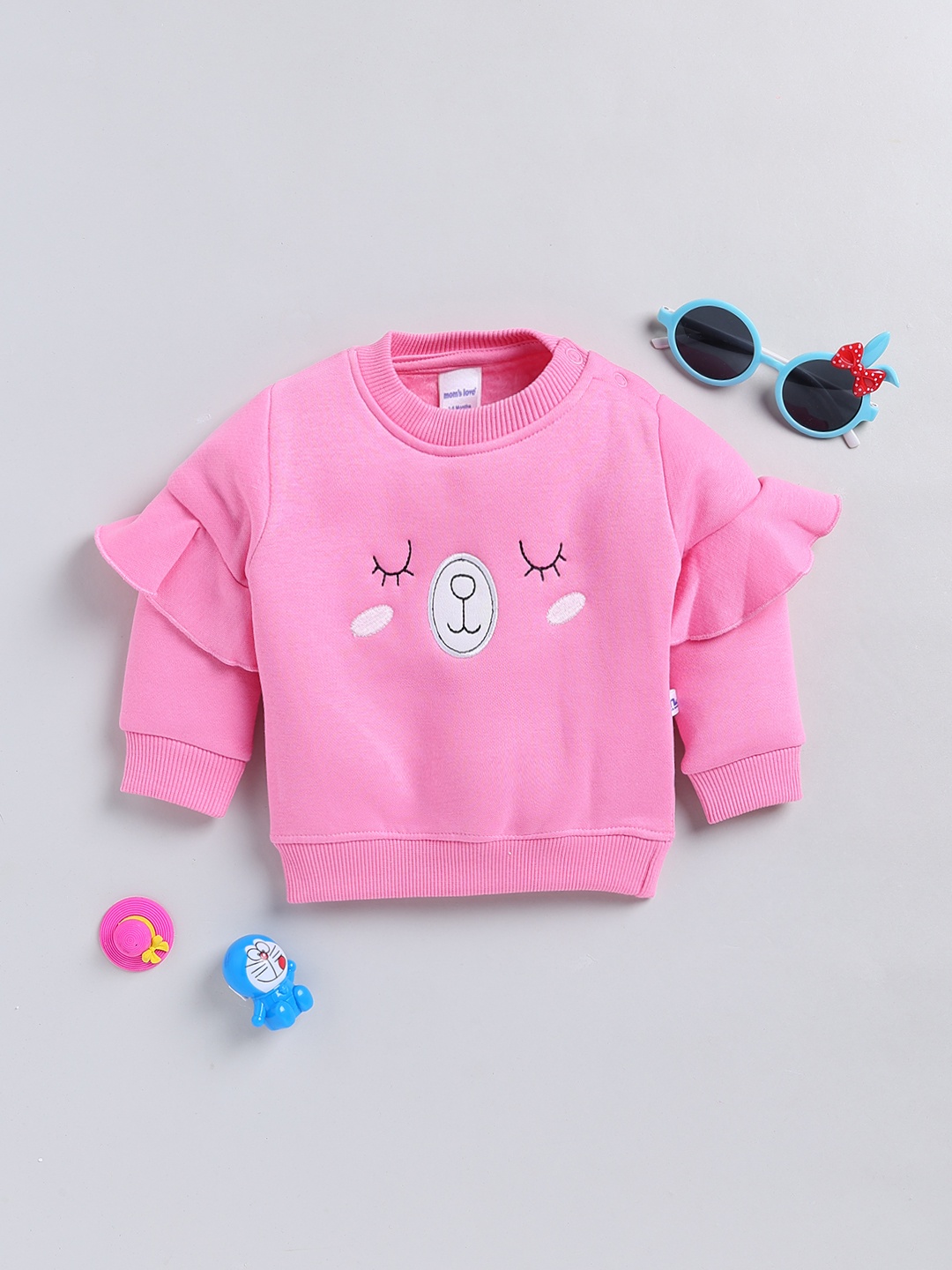 

Moms Love Infant Girls Embroidered Pure Cotton Sweatshirt, Pink