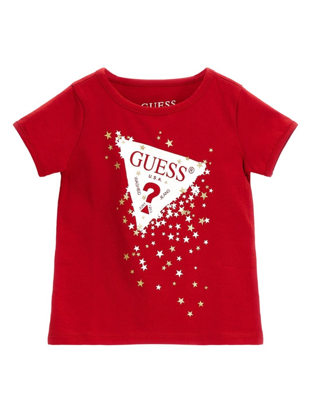 

GUESS kids Girls Graphic Printed Round Neck Cotton T-shirt, Red
