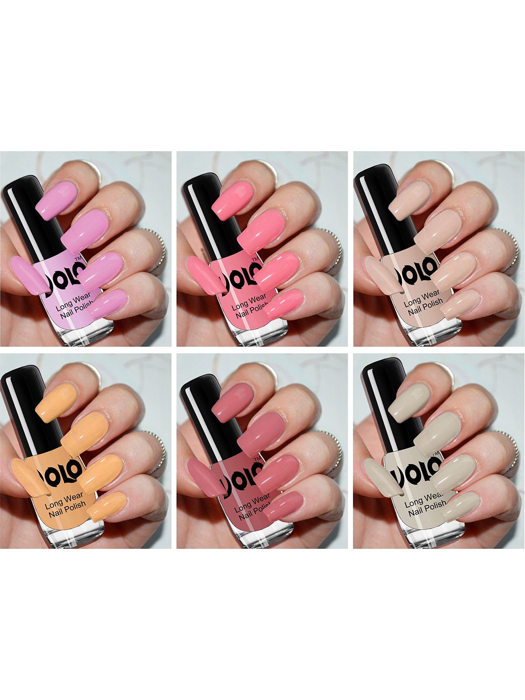 

VOLO Set Of 6 Color Rich Toxic Free Nail Polish-6 ml Each, Pink