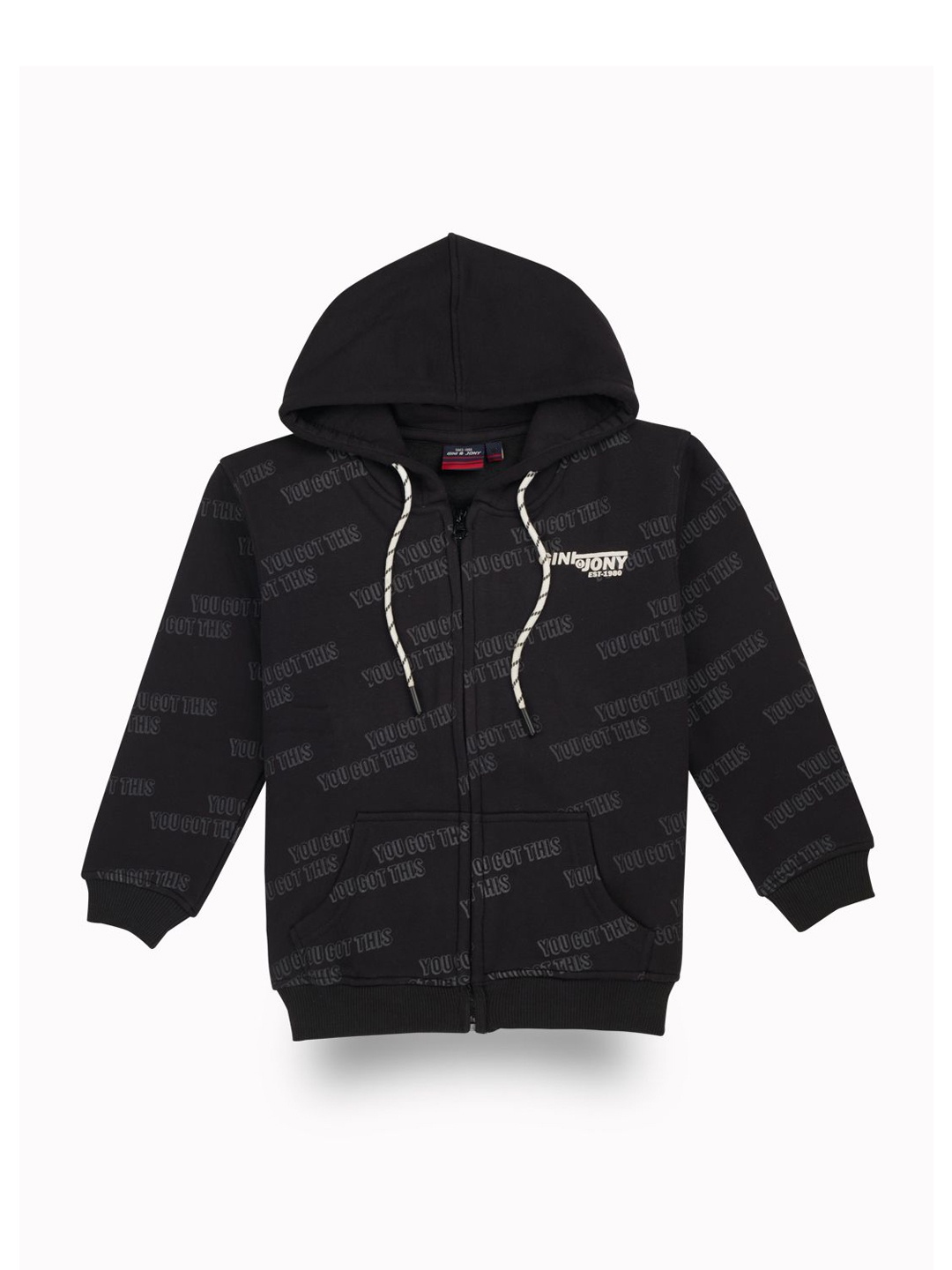 

Gini and Jony Boys Cotton Hooded Bomber Jacket, Black