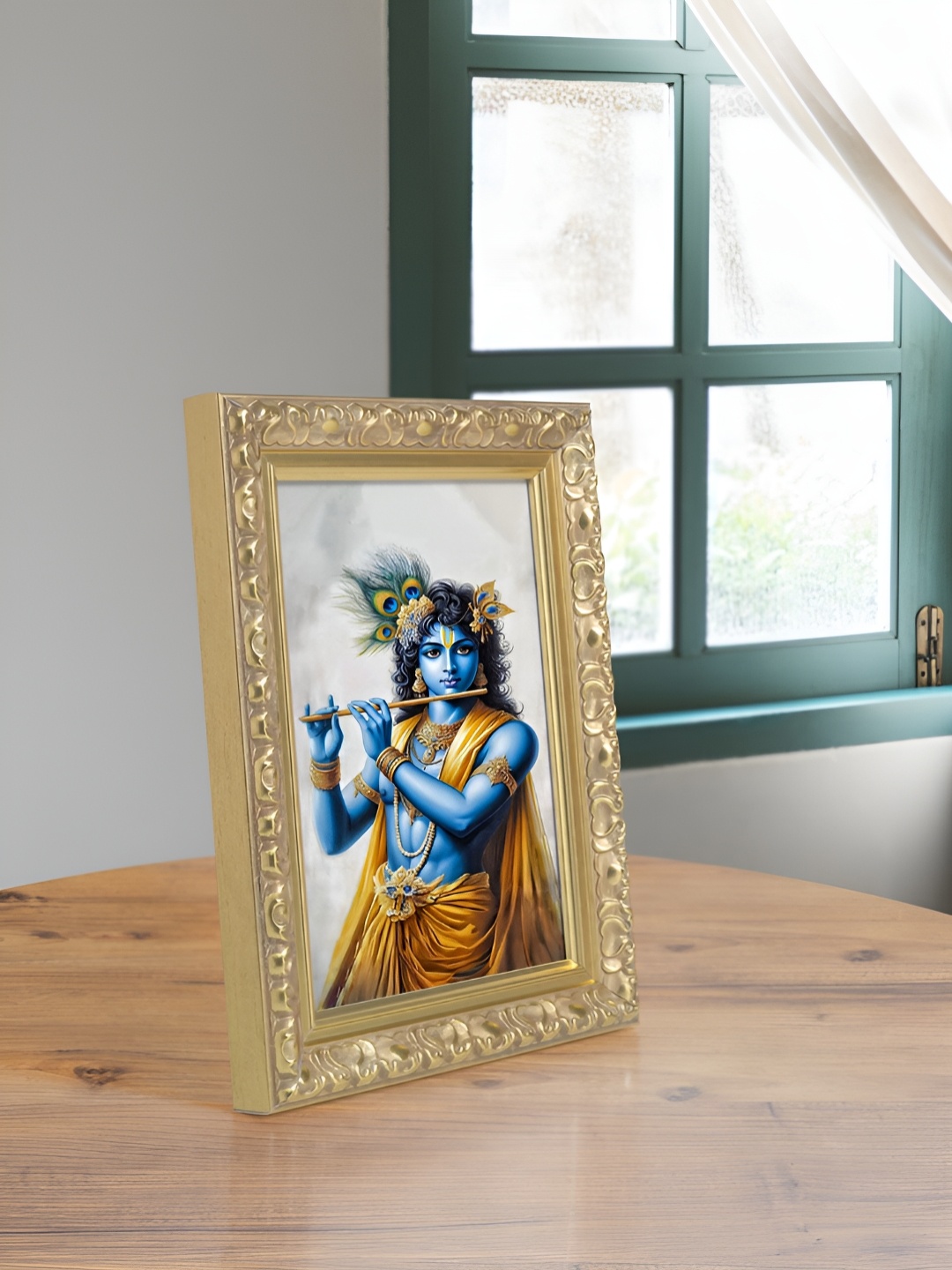 

Golden Peacock Gold-Toned Self Design Table Photo Frame