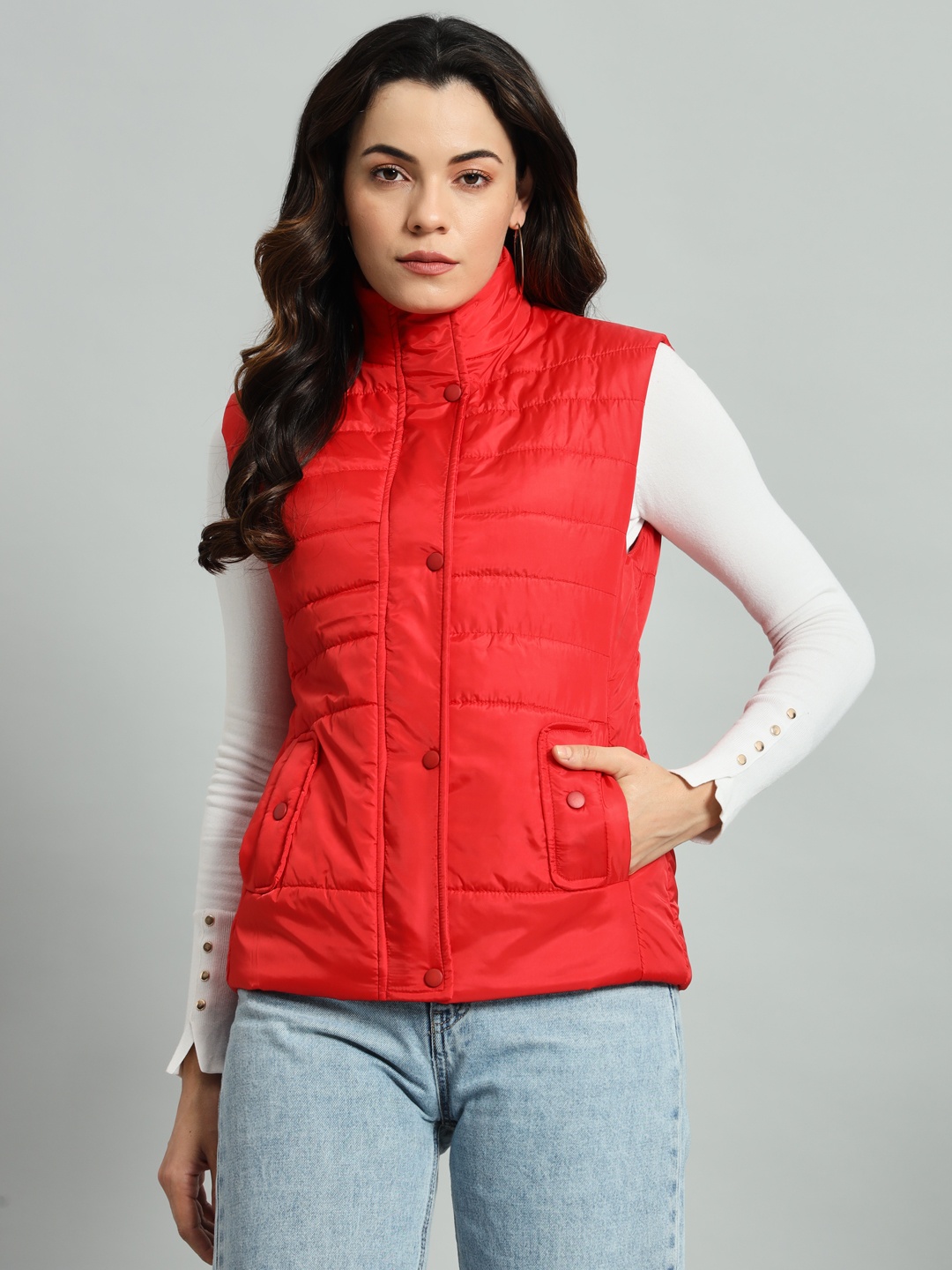 

AR-FIT Women Floral Polyester Water Resistant Puffer Jacket, Red