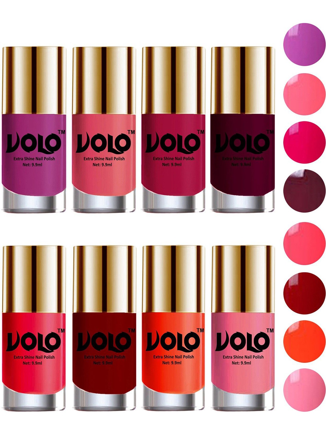 

VOLO Set of 8 High-Shine Professional Nail Polish-9ml Each-Combo No-21, Multi