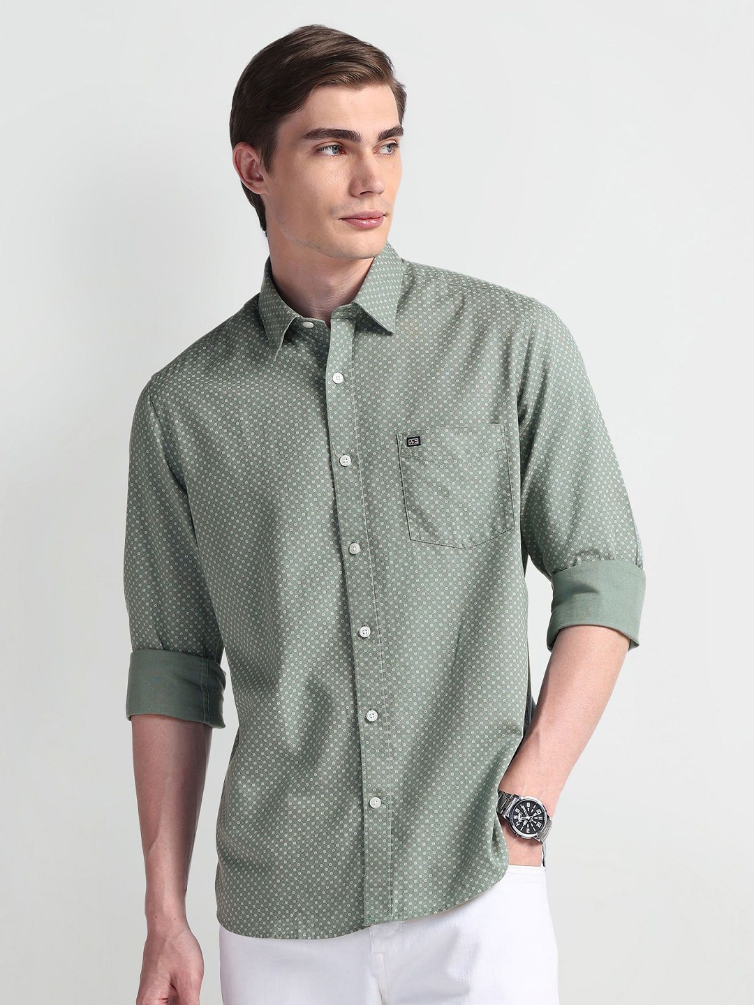 

Arrow Sport Men Slim Fit Floral Opaque Printed Casual Shirt, Green
