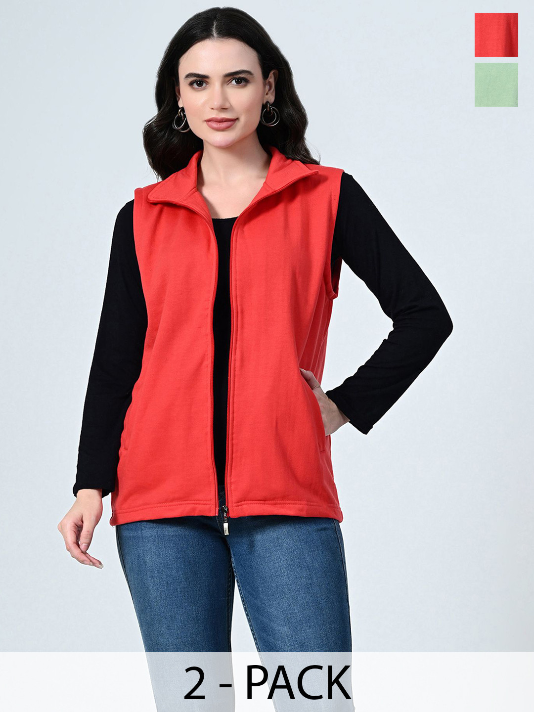 

BAESD Women Pack of 2 Gilet Jackets, Red