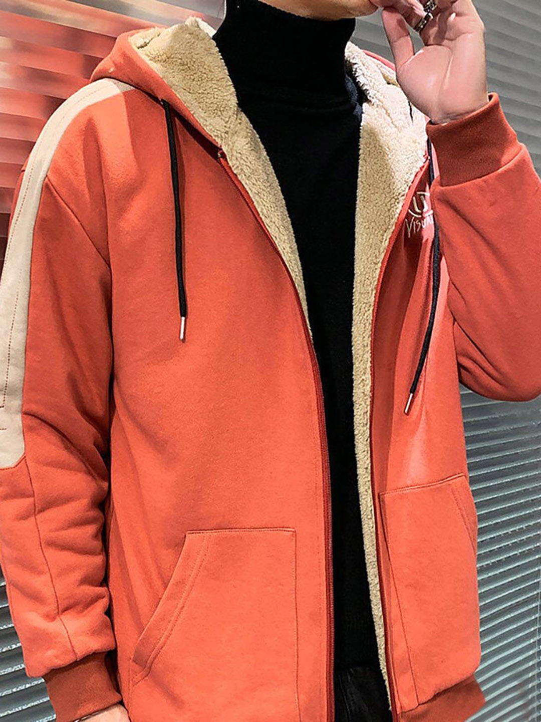 

StyleCast x Revolte Hooded Bomber Jacket, Orange