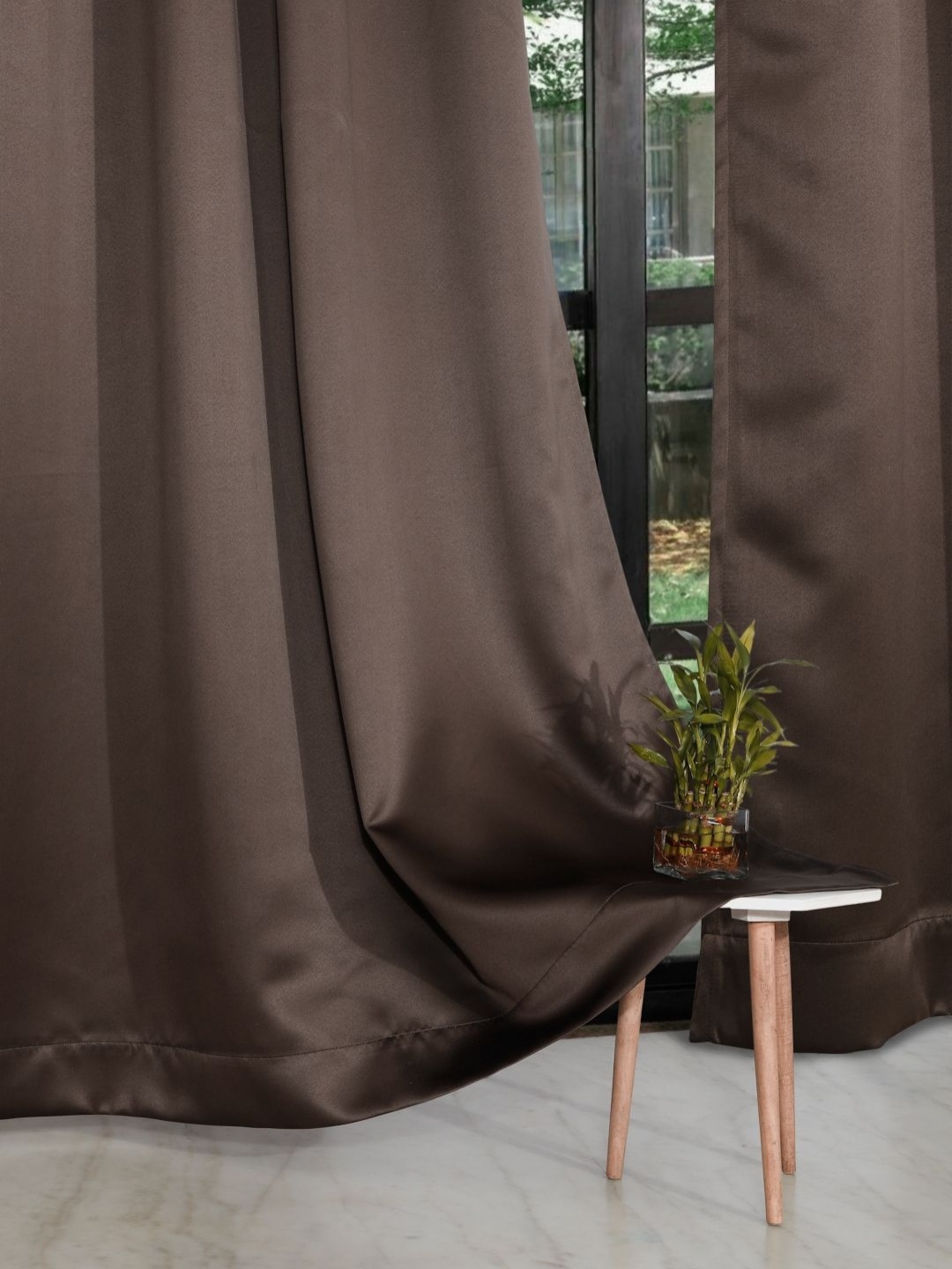 

ROSARA HOME Brown 2 Pieces Black Out Long Door Curtains