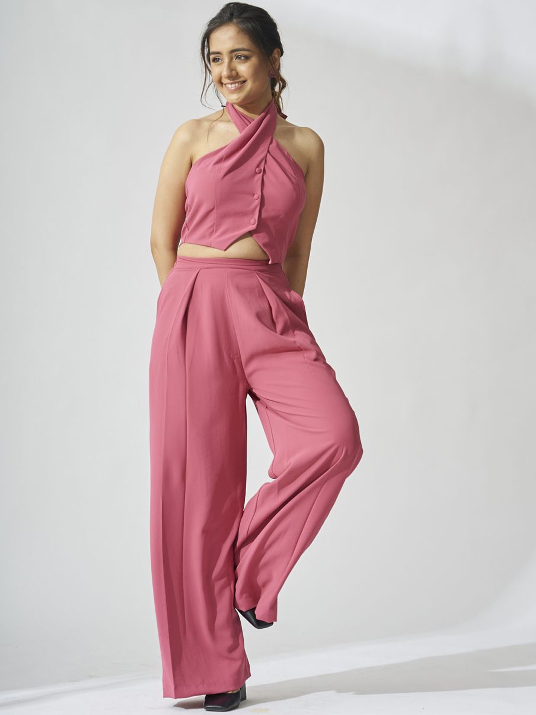 

Risate Halter Neck Top With Trousers, Pink