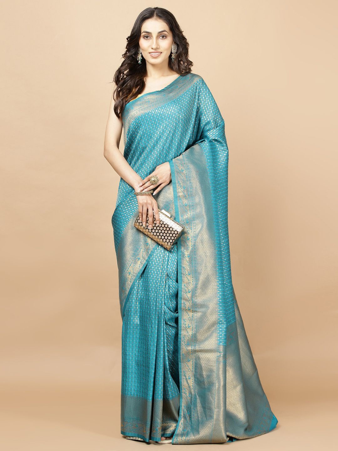

Meena Bazaar Woven Design Zari Saree, Blue