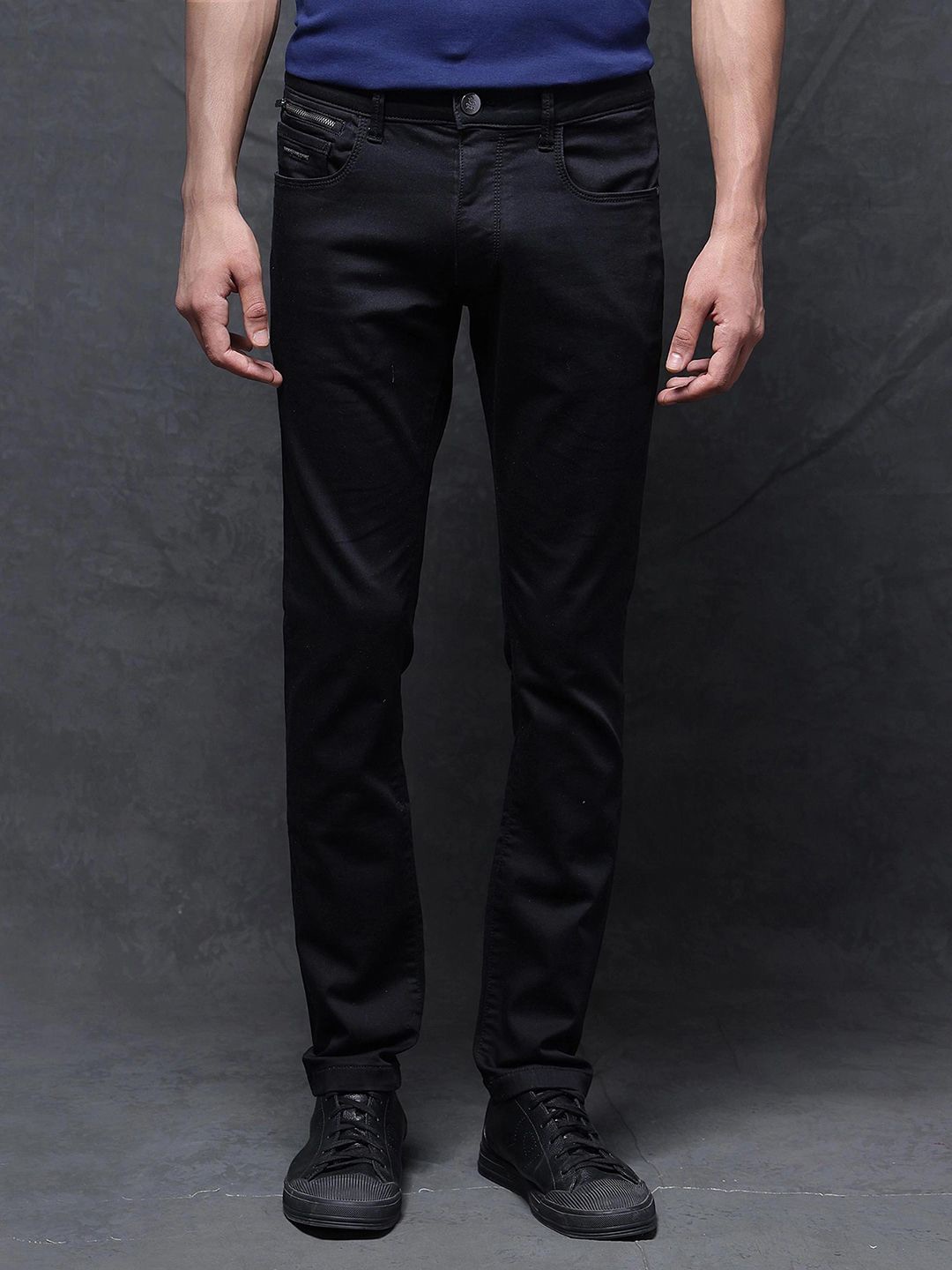 

RARE RABBIT Men Slim Fit Stretchable Jeans, Black