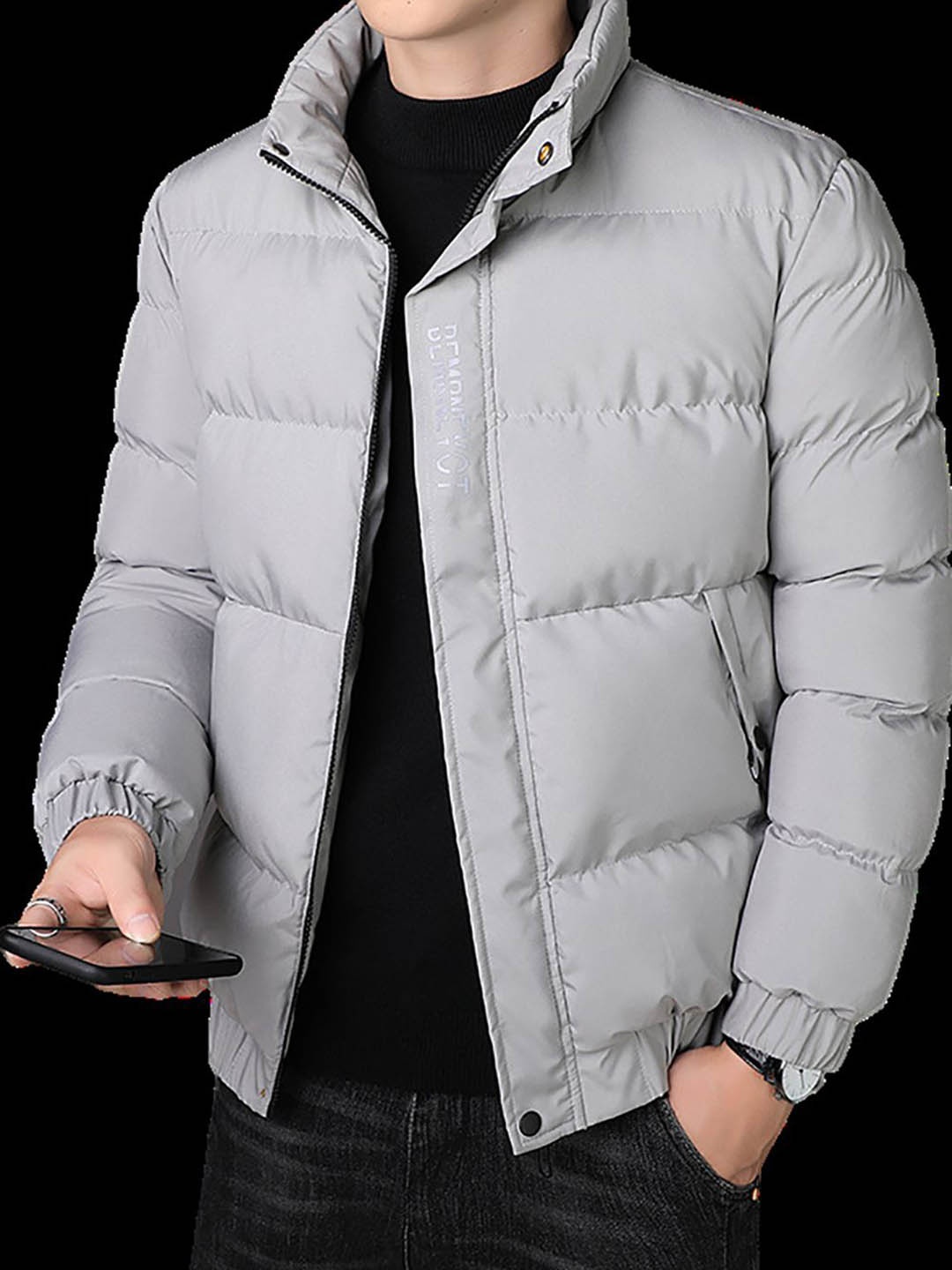 

StyleCast x Revolte Men Solid Mock Collar Puffer Jacket, Grey