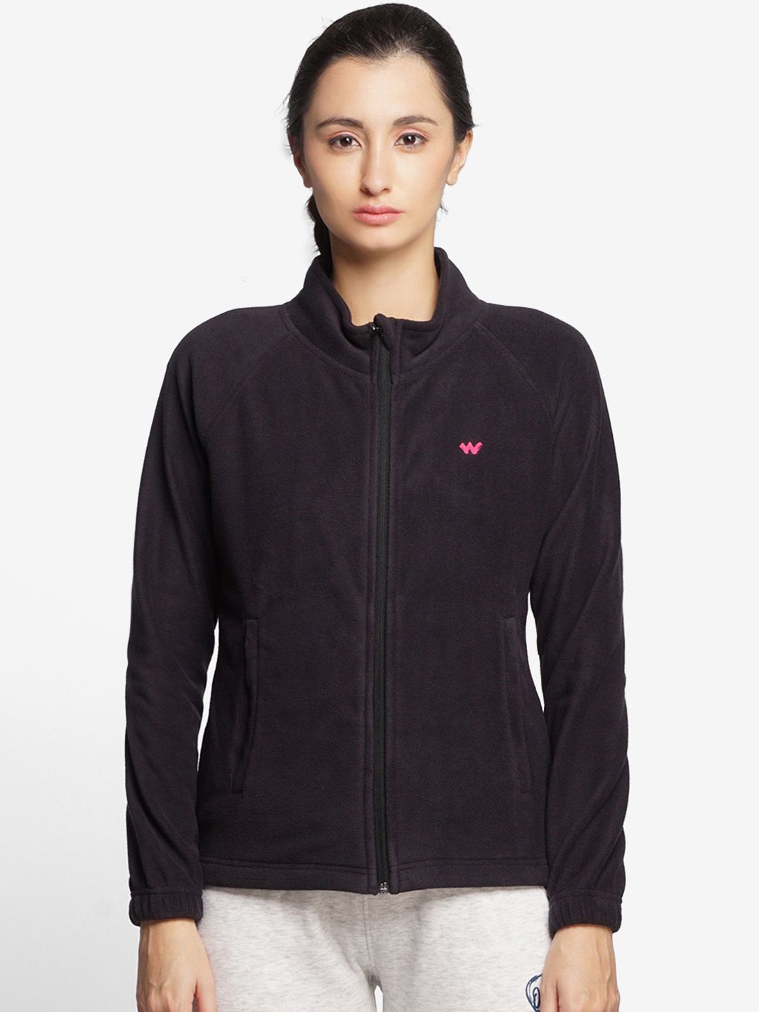

Wildcraft Women Mock Collar Front-Open Sweatshirts, Burgundy