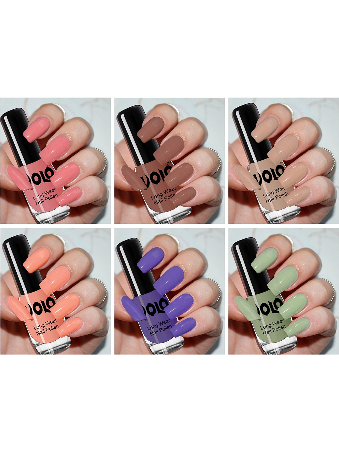 

VOLO Set Of 6 Extra Shine Long Wear Nail Polish- 5ml Each-VT-083, Pink