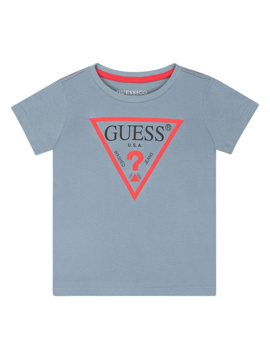 

GUESS kids Boys Typography Printed Round Neck Cotton T-shirt, Grey