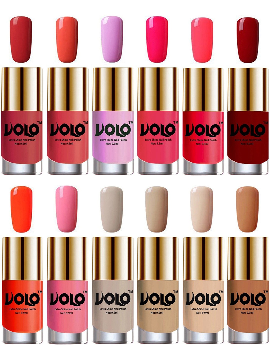 

VOLO Set of 12 Luxury Super Shine Nail Polish- 9.9ml Each- Combo-No.277, Nude