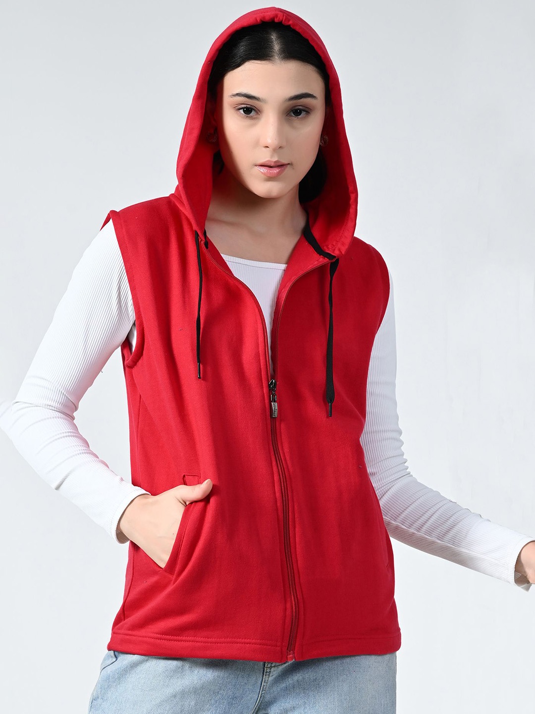 

BAESD Women Fleece Lightweight Open Front Jacket with Patchwork, Red