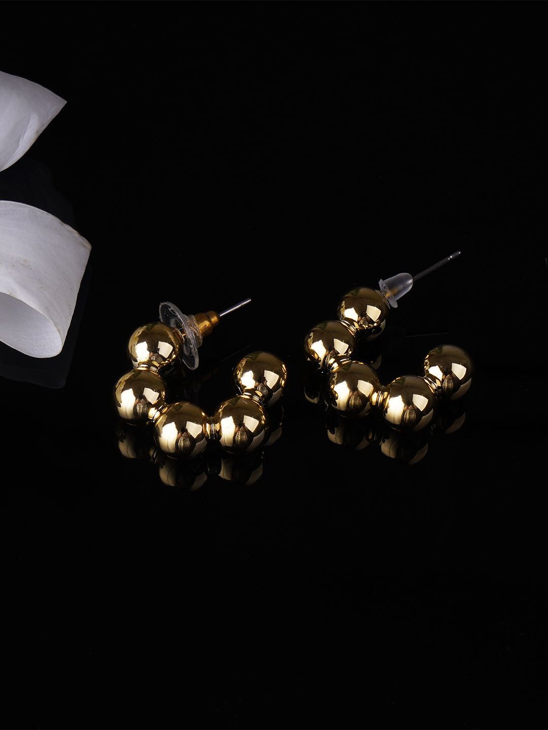 

Anouk Gold Plated Artificial Beads Studded Classic Half Hoop Earrings