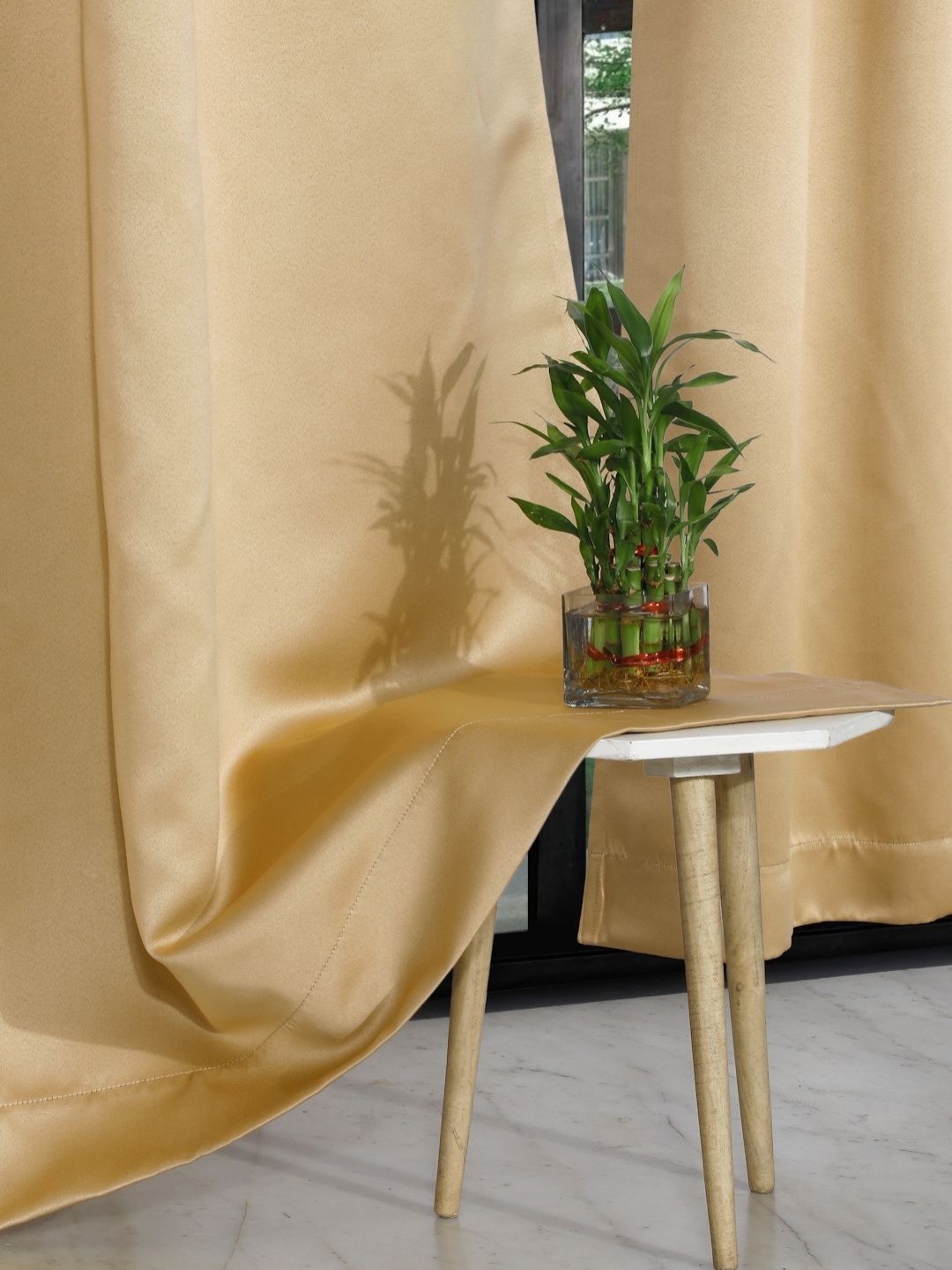 

ROSARA HOME Taupe 2 Pieces Floral Printed Long Door Curtains
