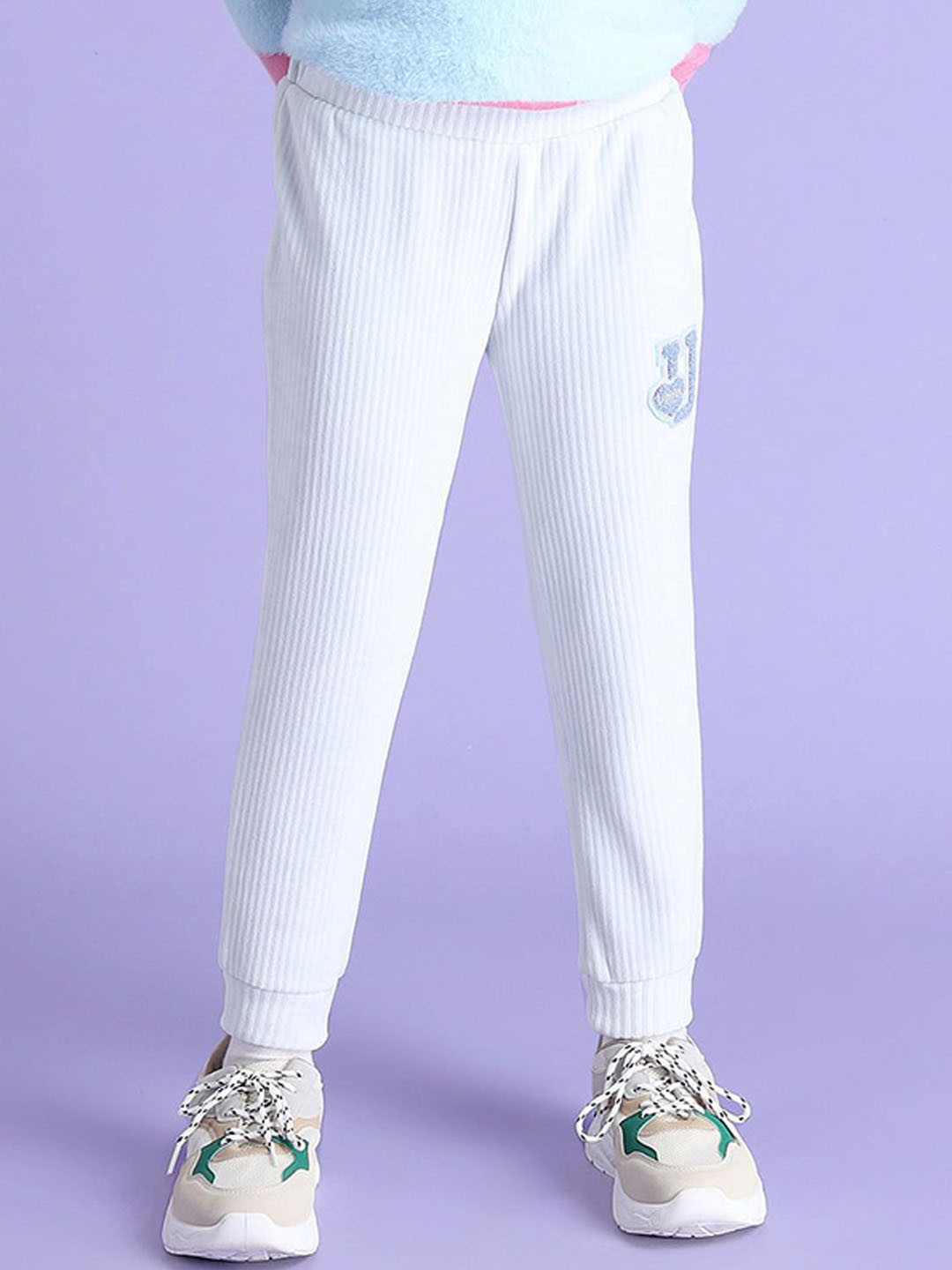 

U.S. Polo Assn. Kids Girls Striped Mid-Rise Joggers, Blue