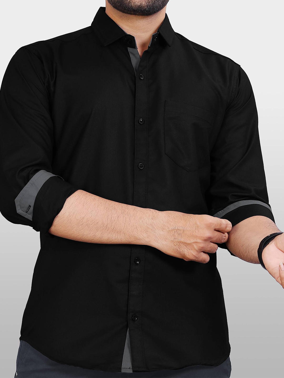 

Metronaut Men Slim Fit Opaque Casual Shirt, Black